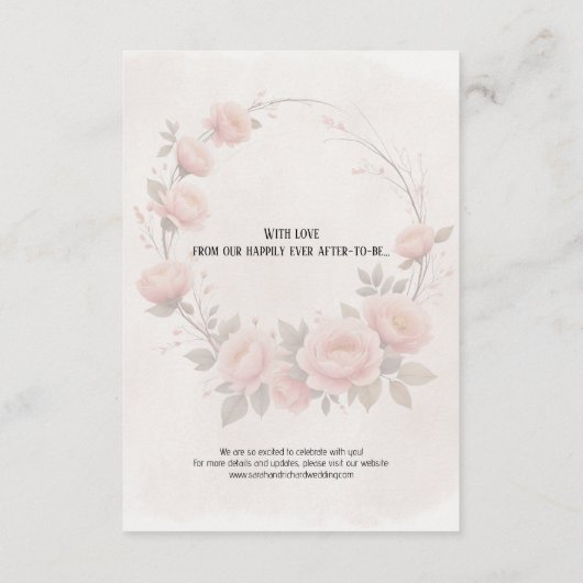 Paper Garden Blush Wedding Accommodation Informatiekaartje (Achterkant)
