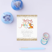 PAPER | Glitter Kerst Laat Feest Hert Uitnodiging Flyer (Enkel)