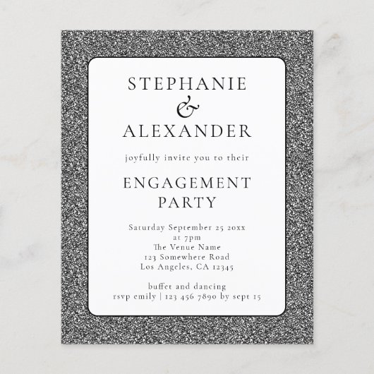 PAPER Glitter Silver White Engagement Party nodigt Flyer (Voorkant)