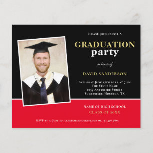 PAPER Gold Black Red Photo Afstudeerder Party Invi Flyer
