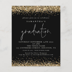 PAPER Gold Glitter 2022 Afstuderen Black Invite Flyer