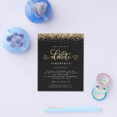 PAPER Gold Glitter Celebrate Birthday Black Invite Flyer (Enkel)