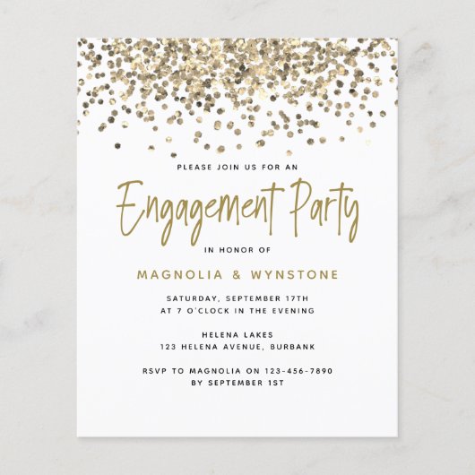 PAPER Gold Glitter Engagement Party Flyer (Voorkant)