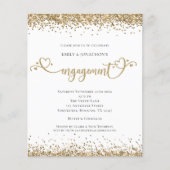 PAPER| Gold Glitter Heart Script Verloving nodigt Flyer (Voorkant)