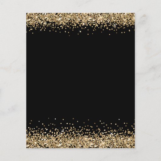 PAPER Gold Glitter Quinceañera Party Bedankt Black Flyer (Achterkant)