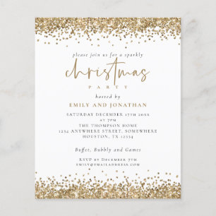 PAPER Gold Glitter Script-kerstparty uitnodigen Flyer
