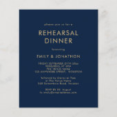 PAPER Gold Navy Blue Rehearsal Dinner Invitation Flyer (Voorkant)
