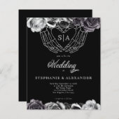 PAPER Gotische Monogramrozen Skelet Handen Trouwda (Voorkant / Achterkant)