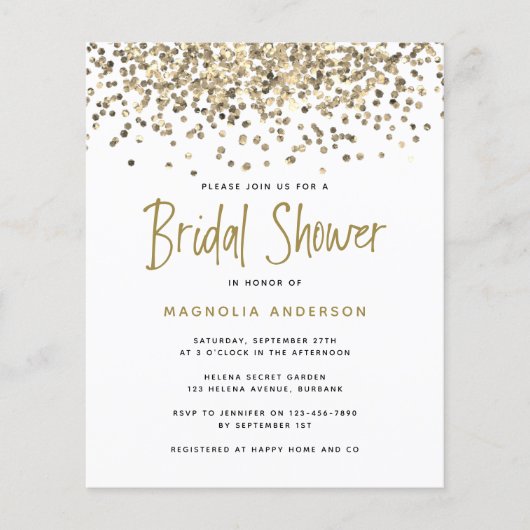 PAPER Gouden Glitter Bruidsaansluiting Uitnodiging Flyer (Voorkant)