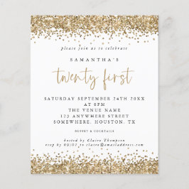 PAPER Gouden Glitter Eenentwintigste Feest Uitnodi Flyer