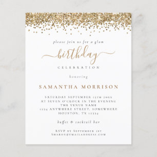 PAPER   Gouden Glitter Uitnodiging Verjaardagsfees Flyer