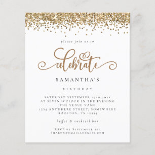 PAPER   Gouden Glitter Verjaardagsuitnodiging Flyer