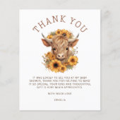 PAPER Highland Koe Zonnebloemen Baby shower Bedank Flyer (Voorkant)