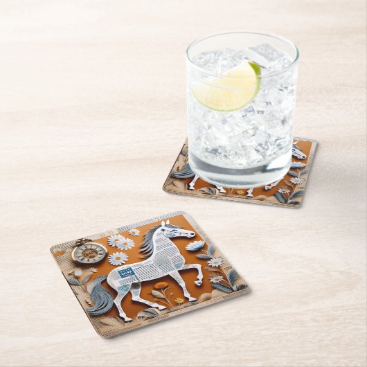 paper horse coaster kartonnen onderzetters (Insitu)