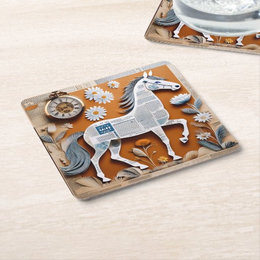 paper horse coaster kartonnen onderzetters (Schuin)