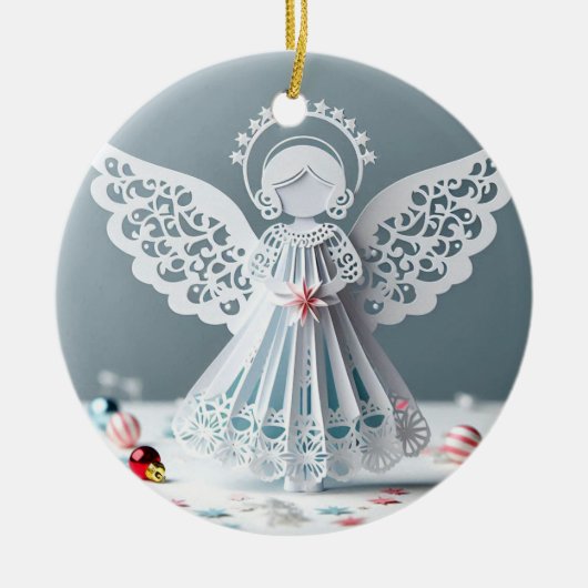Paper Lace Angel Christmas Crafts Art Keramisch Ornament (Voorkant)