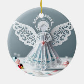 Paper Lace Angel Christmas Crafts Art Keramisch Ornament (Achterkant)