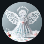 Paper Lace Angel Christmas Crafts Art Ronde Sticker<br><div class="desc">Paper Lace Angel Christmas Crafts Art Classic Ronde Stickers blad</div>
