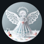 Paper Lace Angel Christmas Crafts Art Ronde Sticker<br><div class="desc">Paper Lace Angel Christmas Crafts Art grote Classic Ronde Stickers blad</div>