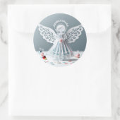 Paper Lace Angel Christmas Crafts Art Ronde Sticker (Tas)