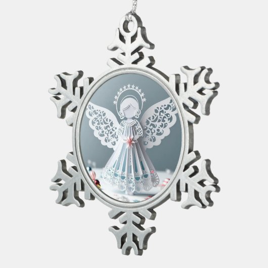 Paper Lace Angel Christmas Crafts Art Tin Sneeuwvlok Ornament (Rechts)