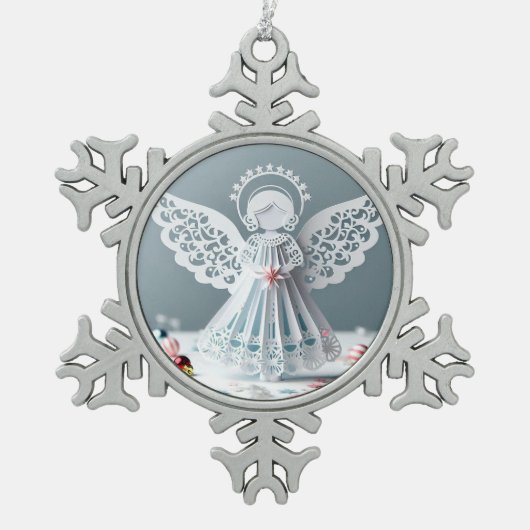 Paper Lace Angel Christmas Crafts Art Tin Sneeuwvlok Ornament (Voorkant)