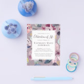 PAPER Lila Floral Celebration of Life Invitation Flyer (Enkel)
