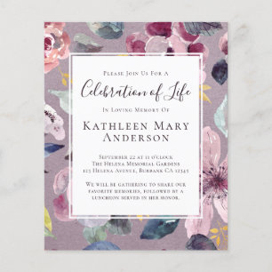 PAPER Lila Floral Celebration of Life Invitation Flyer