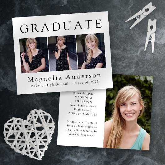 PAPER-minimalist Afstuderen vier foto-aankondiging Flyer