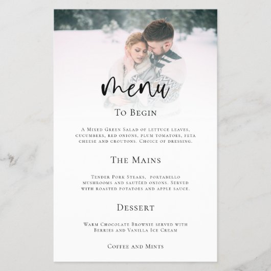 PAPER Minimalistisch menu Bieden van fotoscript (Voorkant)