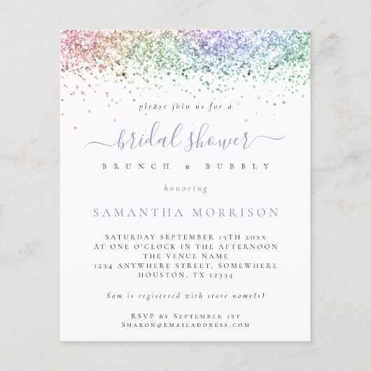 PAPER  Multicolor Glitter Bruiloft Uitnodiging Flyer (Voorkant)