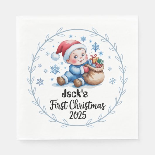 Paper Napkin-Baby’s First Christmas Napkins Servet (Voorkant)