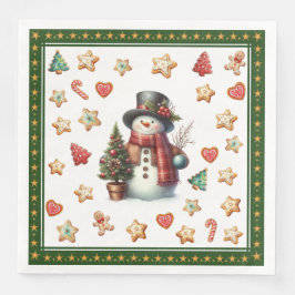 Paper Napkin Dinner Snowman and Christmas Cookies Servet