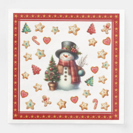 Paper Napkin Dinner Snowman and Christmas Cookies Servet