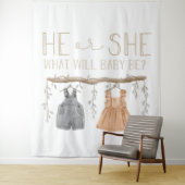 Paper Napkin, He or She, Baby shower,  Wandkleed (In situ)