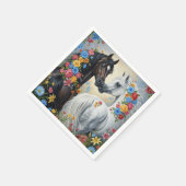 Paper Napkin Horses framed in flowers Servet (Hoek)