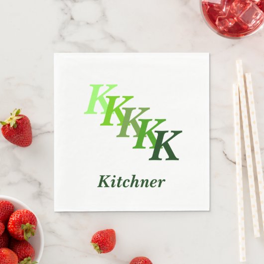 Paper Napkin - Initials with Name in Green Servetten (Insitu)