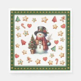 Paper Napkin Lunch Snowman and Christmas Cookies Servet