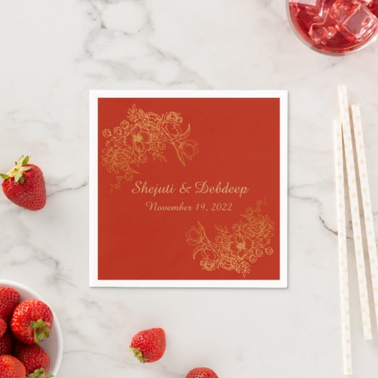 Paper Napkin with Elegant Red & Gold Servet (Insitu)