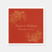 Paper Napkin with Elegant Red & Gold Servet (Voorkant)