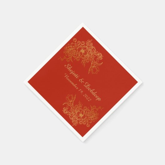 Paper Napkin with Elegant Red & Gold Servet (Hoek)