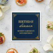 Paper Napkins Birthday Dinner Navy Gold 80th Servet