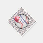 Paper Napkins Blue White Stripe Birthday Baseball Servet (Hoek)