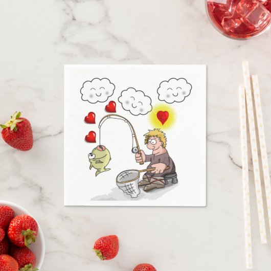 Paper Napkins, Fisherman Fishing Fish Clouds Servet (Insitu)
