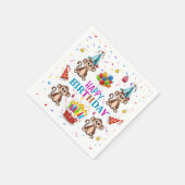 Paper Napkins, Happy Birthday Confetti Monkey Cake Servet (Hoek)