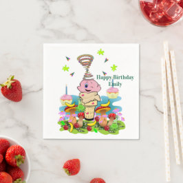 Paper Napkins, Happy Birthday Pink Cupcake Servet