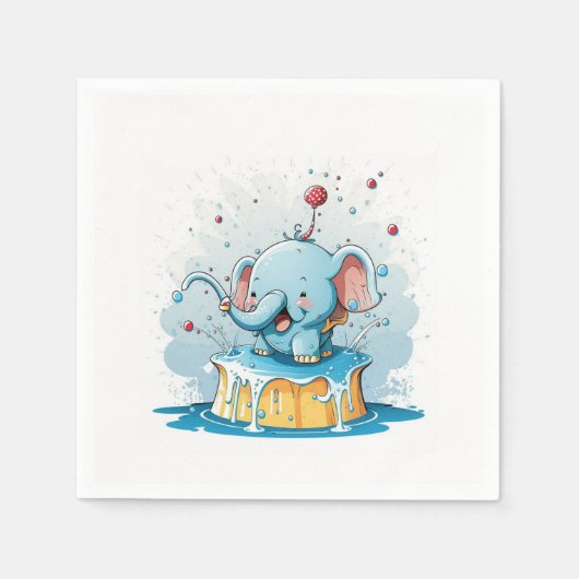 Paper Napkins Happy Blue Elephant  Servet (Voorkant)