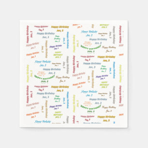 Paper Napkins January, 3 Birthday Servet