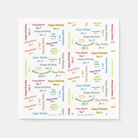 Paper Napkins January, 3 Birthday Servet (Voorkant)