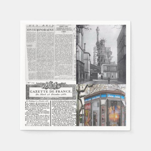 Paper Napkins, Paris France Newspaper Servet (Voorkant)